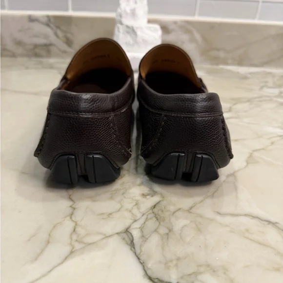 Men’s Salvatore Ferragamo Brown Leather Gancini Driver Loafers – Size 10 - Picture 6 of 9